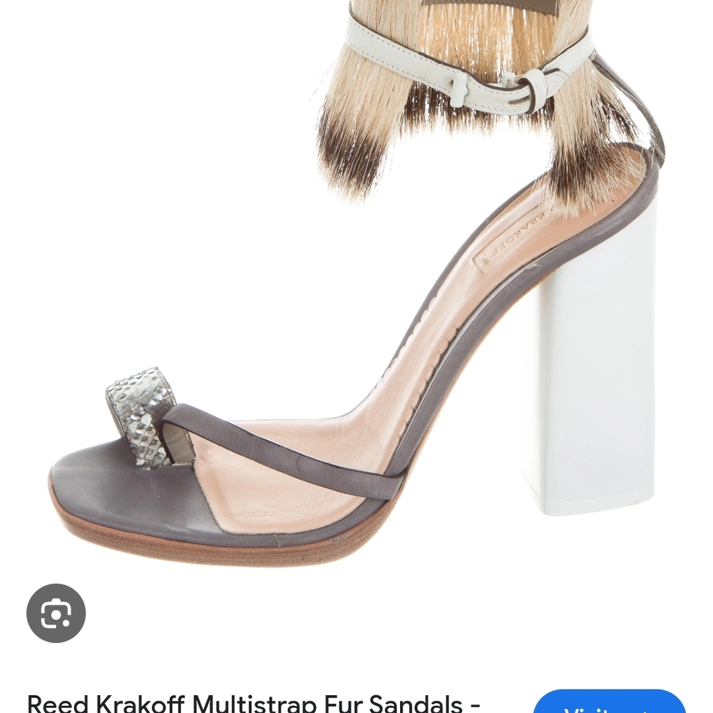 Reed Krakoff Multistrap Fur Sandals - Gray and White